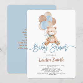 Nalle Boy Baby Shower Inbjudningar