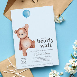 Nalle Boy Baby Shower Inbjudningar