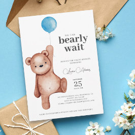 Nalle Boy Baby Shower Inbjudningar