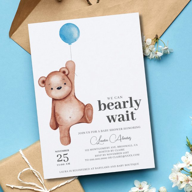 Nalle Boy Baby Shower Inbjudningar (Skapare uppladdad)