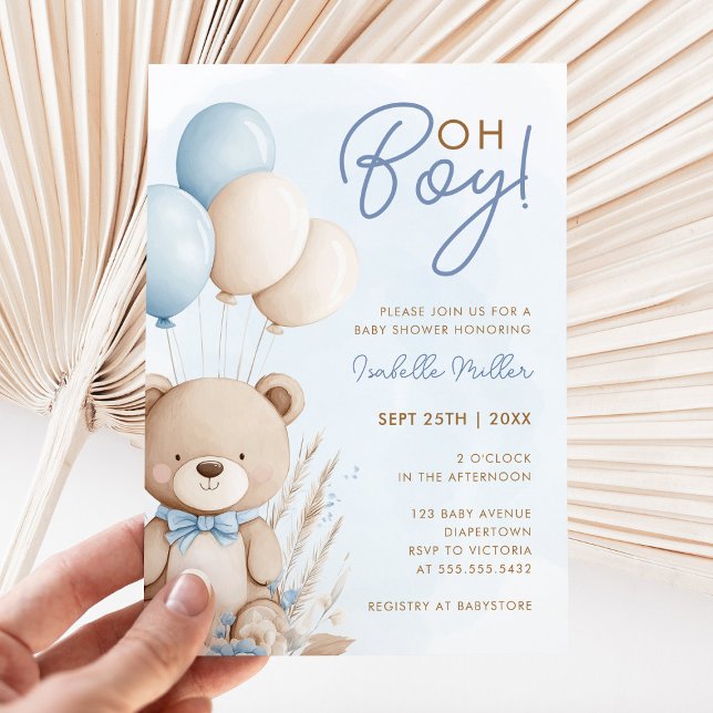 Nalle Boy Baby Shower Inbjudningar (Skapare uppladdad)