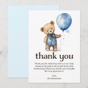 Nalle Boy Baby Shower Tack Kort