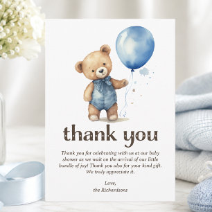 Nalle Boy Baby Shower Tack Kort
