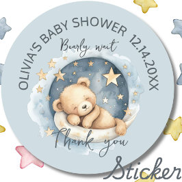 Nalle Boy Barly Wait Baby Shower-favoriter Runt Klistermärke