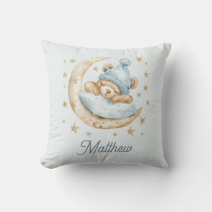 Nalle Boy Blankets Måne Stars Namn Blue Kudde