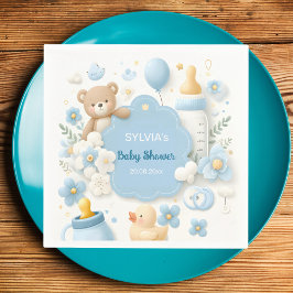 Nalle Boy Blue Baby Shower Pappersservett