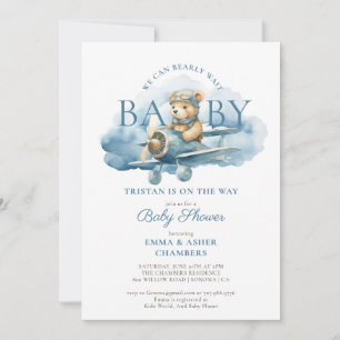 Nalle Boy Blue Barly Wait Baby Shower Inbjudningar
