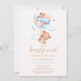 Nalle Boy Blue Barly Wait Baby Shower Inbjudningar