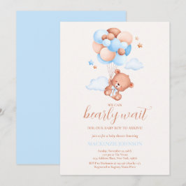 Nalle Boy Blue Barly Wait Baby Shower Inbjudningar