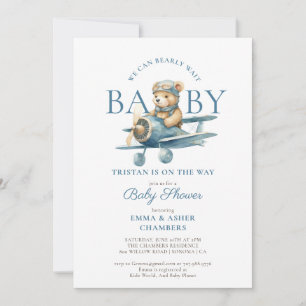 Nalle Boy Blue Barly Wait Baby Shower Inbjudningar