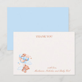 Nalle Boy Blue Barly Wait Baby Shower Tack Kort
