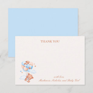 Nalle Boy Blue Barly Wait Baby Shower Tack Kort