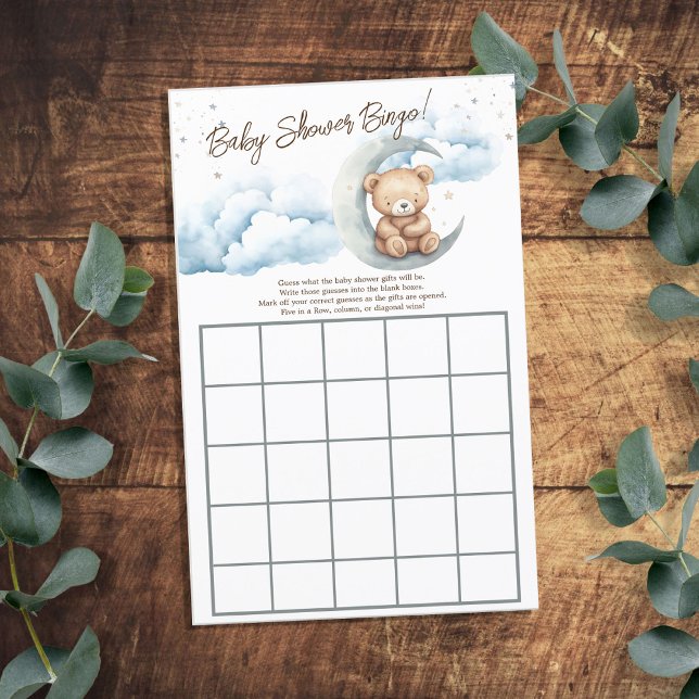 Nalle Boy Blue Måne Baby Shower (Skapare uppladdad)