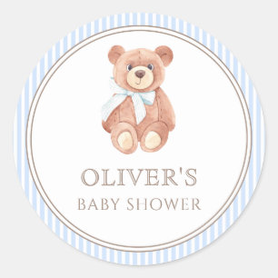 Nalle Boy Classic Baby Shower Party Runt Klistermärke