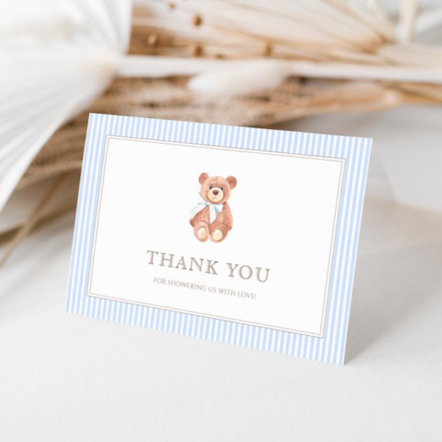Nalle Boy Classic Baby Shower Tack Kort (Skapare uppladdad)
