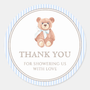 Nalle Boy Classic Tack Baby Shower Runt Klistermärke