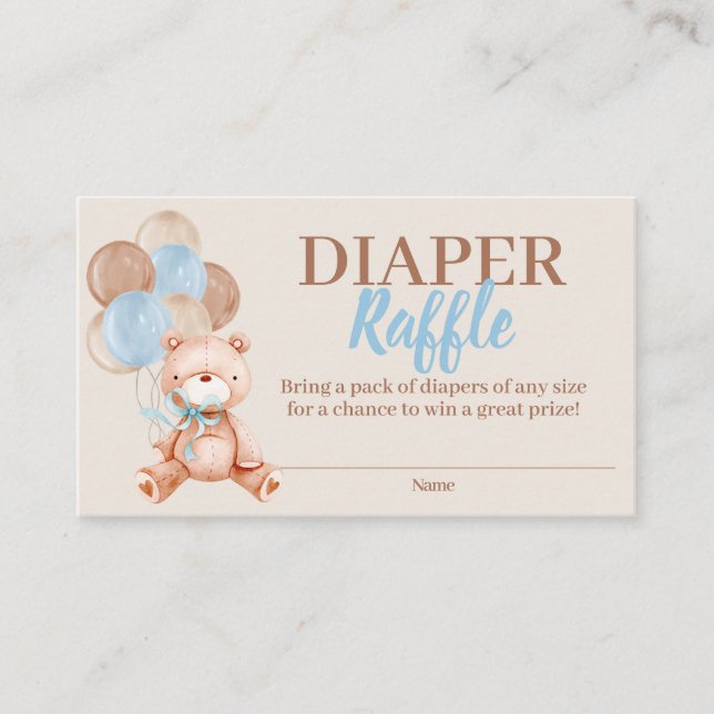 Nalle Boy Diaper Raffle-hölje Tilläggskort (Framsida)