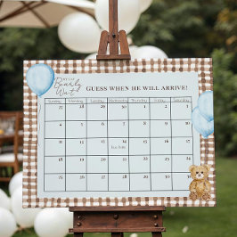 Nalle Boy Shower Blue Förfallodatumkalender Poster