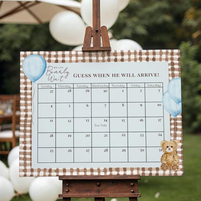 Nalle Boy Shower Blue Förfallodatumkalender Poster (Skapare uppladdad)