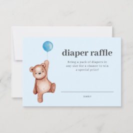 Nalle Boy Shower Diaper Raffle Insert Inbjudningar