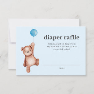 Nalle Boy Shower Diaper Raffle Insert Inbjudningar