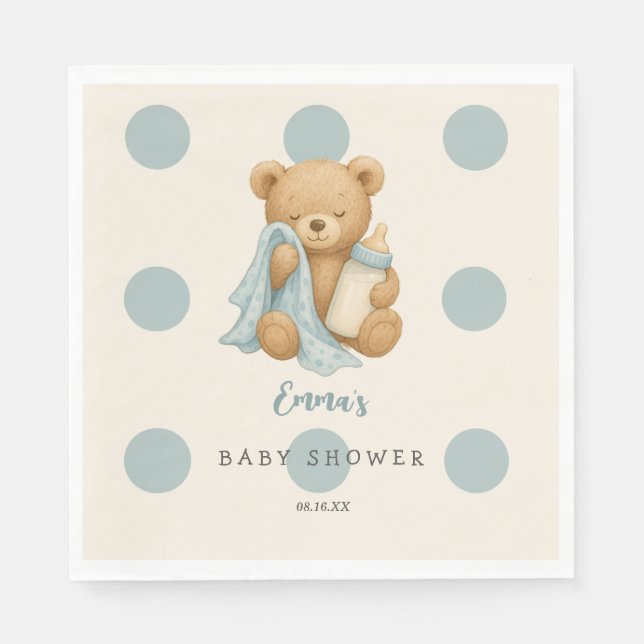 Nalle Boy Shower Napkins Pappersservett (Framsidan)