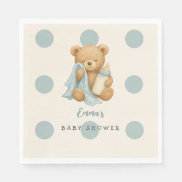 Nalle Boy Shower Polka Dot Napkins Pappersservett