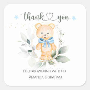 Nalle Boy Shower Tack Sticker Fyrkantigt Klistermärke