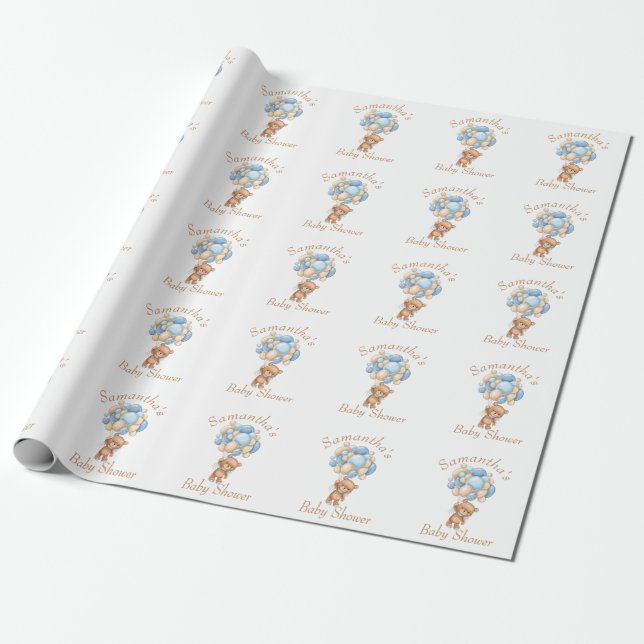 Nalle Boy Shower Wrapping Papper Presentpapper (Utrullad)
