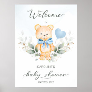 Nalle Boy Welcome Baby Shower Poster