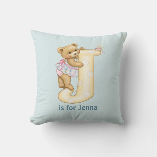 Nalle Brev J Monogram Pillow Kudde (Framsida)