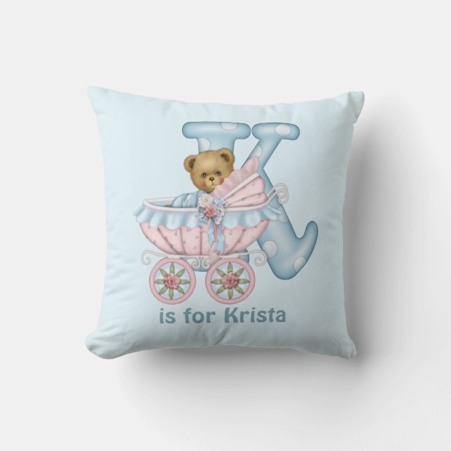 Nalle Brev K Monogram Pillow Kudde (Framsida)