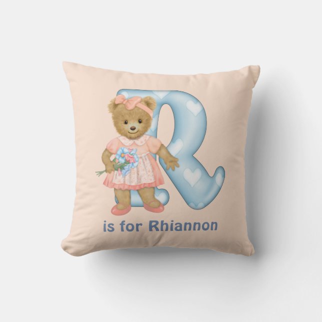Nalle Brev R Monogram Pillow Kudde (Framsida)