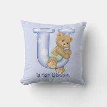 Nalle Brev U Monogram Pillow