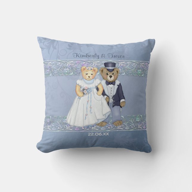 Nalle Bride and Groom Bröllop - Anpassa Kudde (Framsida)
