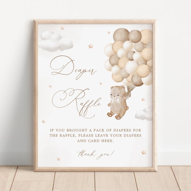 Nalle Brown Baby Shower Diaper Raffle Poster (Skapare uppladdad)