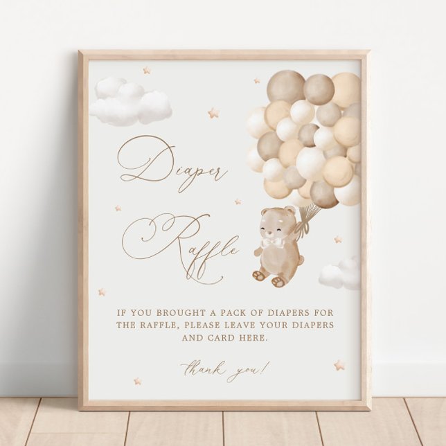 Nalle Brown Baby Shower Diaper Raffle Poster (Skapare uppladdad)