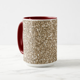 Nalle Brown Guld Glitter Mugg