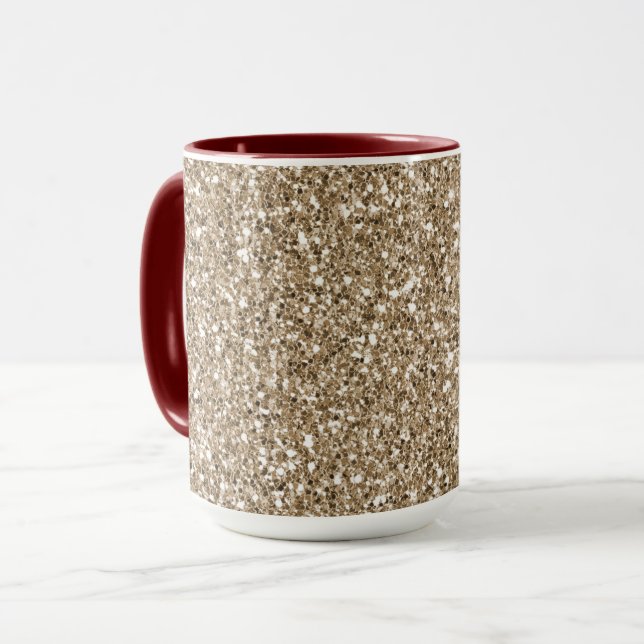 Nalle Brown Guld Glitter Mugg (Framsida vänster)