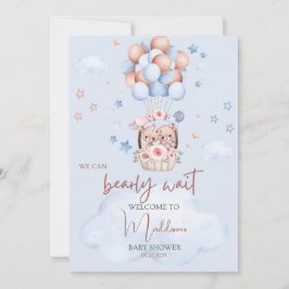 Nalle Brown och Blue Baby Shower Inbjudningar