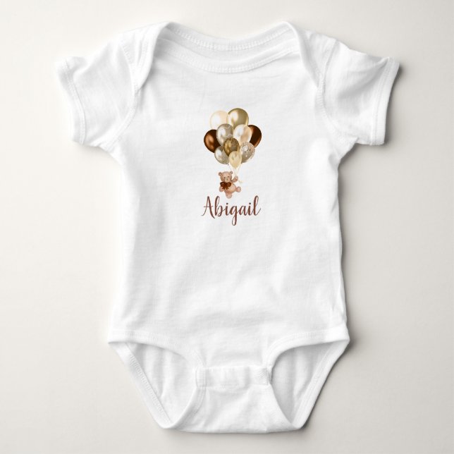 Nalle Brown och Guld Balloons T Shirt (Framsida)