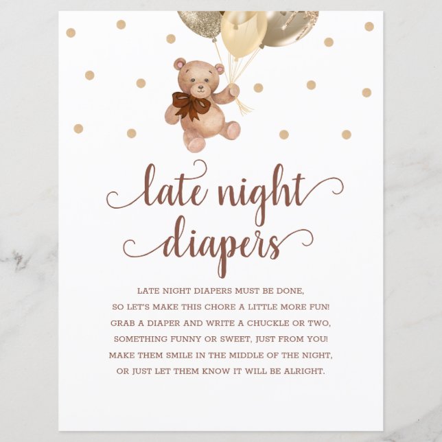 Nalle Brown och Guld Late Night Diaper Game (Framsida)