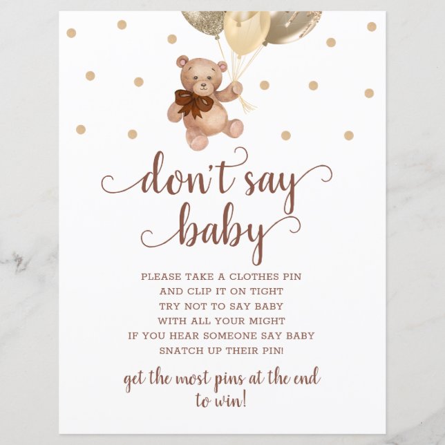 Nalle Brown och Guld säger inte Baby Game (Framsida)