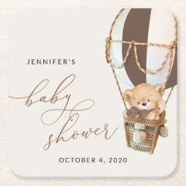 Nalle, brun Luftballong, babykläder Underlägg Papper Kvadrat