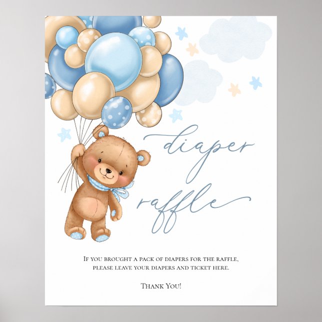 Nalle Bubblor Babyskor Diaper Raffle Pos Poster (Framsidan)