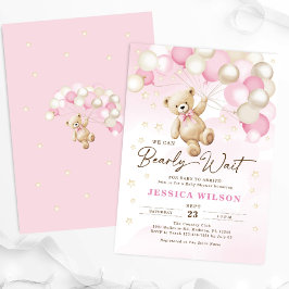Nalle Bubblor Barly Wait Girl Baby Shower Inbjudningar