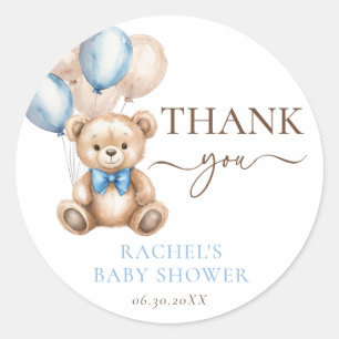 Nalle-bubblor Blue Boy Baby Shower Runt Klistermärke