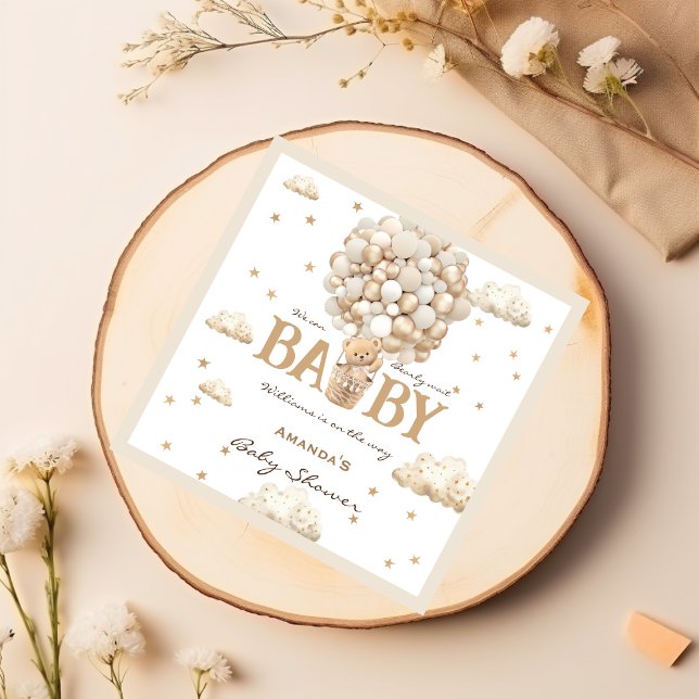 Nalle Bubblor Boho Baby Shower Pappersservett (Skapare uppladdad)