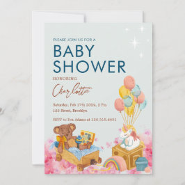 Nalle Bubblor för vattenfärg, babykläder Inbjudningar