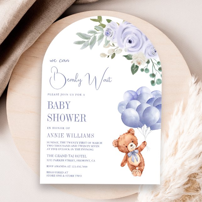 Nalle Bubblor Lila Blommigt  Barnskiss Inbjudningar (Skapare uppladdad)